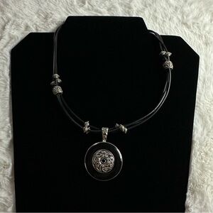 Black and Silver Pendant Necklace
